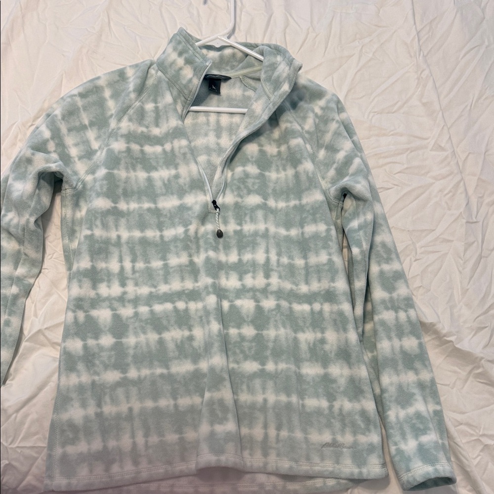 Green/blue and White Quarter-Zip Pullover
